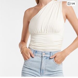 Express Cream One-Shoulder Blouse